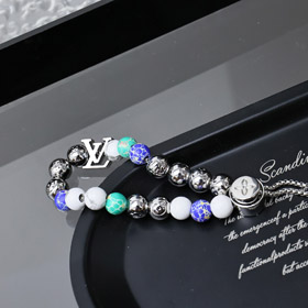 Louis Vuitton LV perles colorées lettres couture bracelet floral avec chaîne métallique-3557