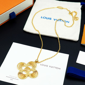 Louis Vuitton LV Floral rond fleur creux fil métallique contour collier-3571