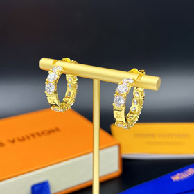 Louis Vuitton LV boucles d'oreilles plein diamant rond coupe zircon boucles d'oreilles-3573