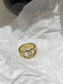 Chanel or lettre en relief double C diamant double face bague portable-3591