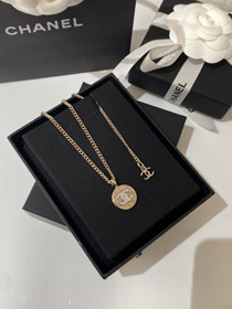 Chanel or léger or et argent couleur correspondant collier rond-3593
