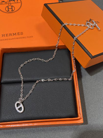 Hermes cochon nez plein collier diamant-3613