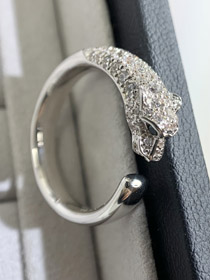 Cartier micro-incrusté demi-diamant leopard bague-3670