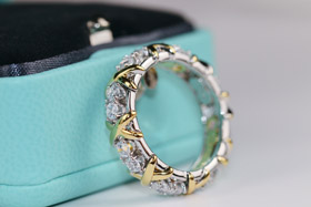 Tiffany pleine rangée diamant croix X bague-3675