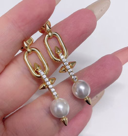 Tiffany diamant perle rivet boucles d'oreilles-3679
