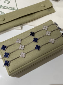 Van Cleef & Arpels or blanc bleu naturel cinq motifs pierre diamant bracelet-3686