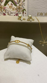 Dior or diamant étoile chaîne de perles double bracelet-3704