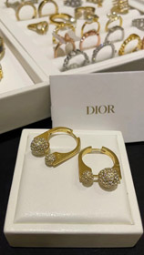 Dior français plein diamant petite boule d'or or boucles d'oreilles-3711