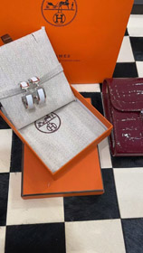 Hermès métal H lettre blanche boucles d'oreilles en cuir-3714
