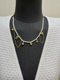 Louis Vuitton LV or lettres vieille fleur perle collier-3721