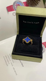 Van Cleef & Arpels saphir agate x or laser trèfle réversible bague-3730