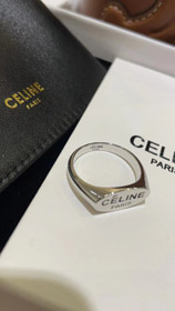 Céline noir lettre imprimer bague en argent-3737