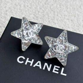 boucles d'oreilles Chanel blanc double c paillettes en argent boucles d'oreilles étoile acrylique-37