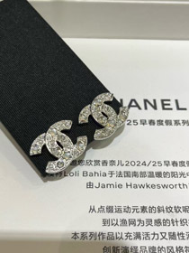 Chanel étoile cœur cristal perle argent double C boucles d'oreilles-3752