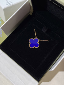 Van Cleef & Arpels quatre feuilles trèfle or bleu obsidiane large collier-3791