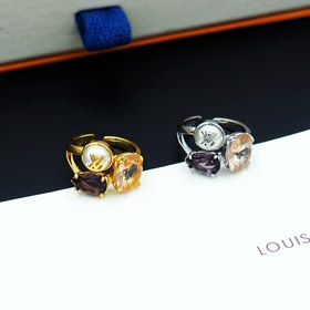 Louis Vuitton LV métal fleur griffe diamant bague-3807