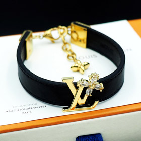 Louis Vuitton LV cuir lettre diamant bracelet en métal chaîne-3809