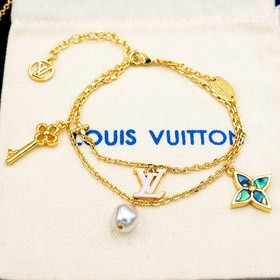 Louis Vuitton LV abalone clé rose émail lettre bracelet double -3818