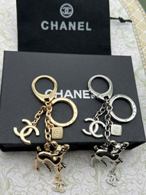 Chanel double c strass perle cerf porte-clés-3835