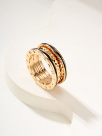 Bulgari or rose trois cercles dents de scie bague-3841
