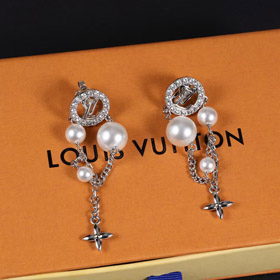 Louis Vuitton LV argent lettre diamant perle bourrele boucles d'oreilles-3865