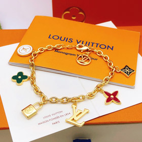 Louis Vuitton LV lettre fleur verrouillage pierre couleur goutte huile bracelet-3874