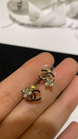 Céline perle strass petite fleur or double C boucles d'oreilles-3898