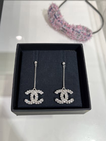 Céline double face diamant double C pendentif longue chaîne boucles d'oreilles-3902