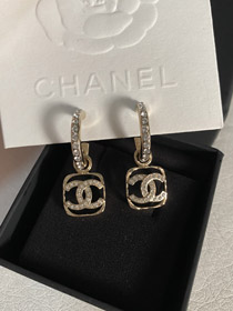 Chanel creux strass boucles d'oreilles carrées-3951