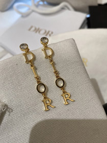 Dior diamant boucles d'oreilles longue lettre-3956