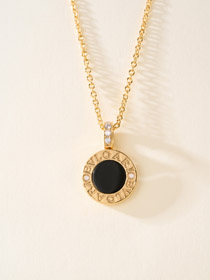 Bulgari double face monnaie noir et blanc collier en mère de perle-4001