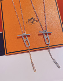 Hermes cochon nez diamant collier-4005