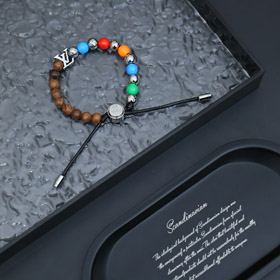 Louis Vuitton LV lettres réglables et floral bonheur rond perle bracelet-4055