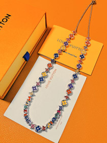 Louis Vuitton LV lettres et Floral arc-en-ciel perle collier-4062