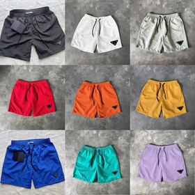 PRADA Logo Couleur Solide Lace-Up Shorts Casual Droits-2903
