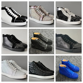 Christian Louboutin CL veau rond orteil lace-up chaussures de sport haut-2963